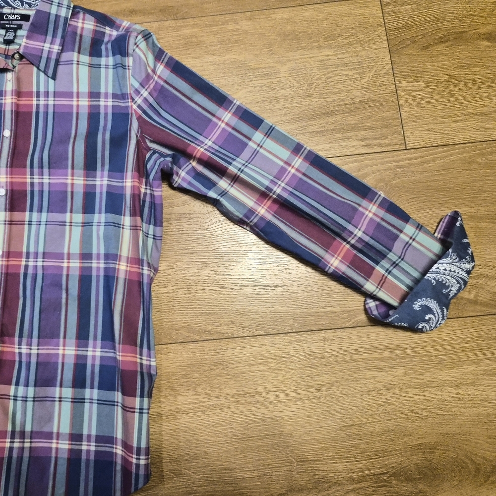 [LIKE NEW] CHAPS Blue and Purple Plaid Button Down Shirt Womens Large - Picture 10 of 10